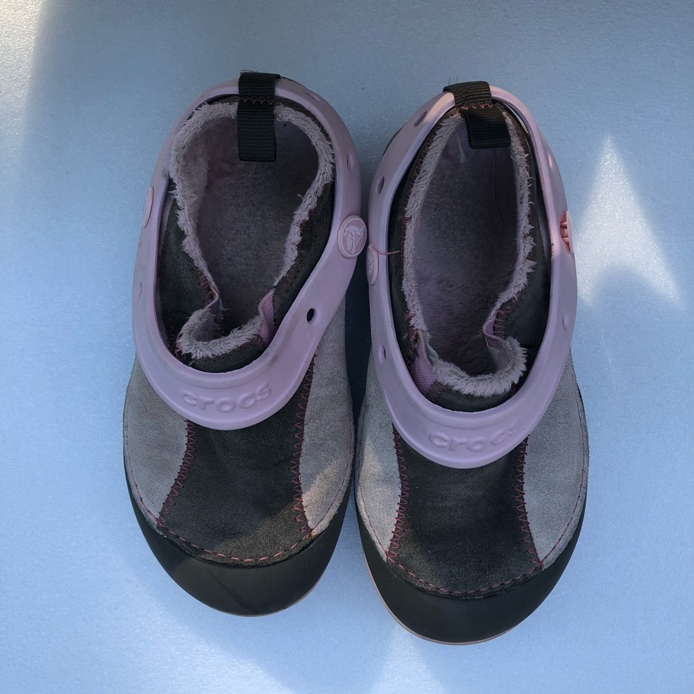 Girls size 13 crocs with fur on the inside